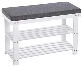 Lavica na topánky, bambus, bielo-sivá, 2 police, 49x71x29cm
