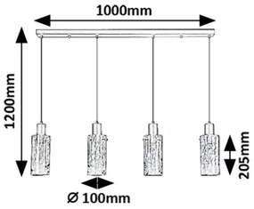 Rabalux 72039 - Luster na lanku FUMEA 4xE27/60W/230V