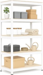 Regál 180x90x40 cm lakovaný 5-policový, nosnosť 875 kg - biely