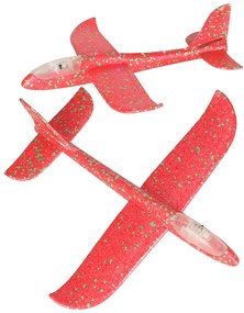 KIK Plachtiace lietadlo z polystyrénu 8LED 48x47cm červená
