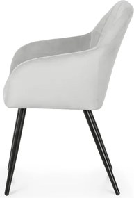 Sada šiestich jedálenských stoličiek LUXANO zamatové, sivé / čierne nohy (6 ks)