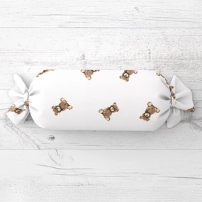 Biante Detský vankúš valec bonbon Sandra SA-531 Medvedíky na bielom 15x60 cm