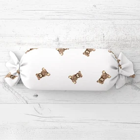 Biante Detský vankúš valec bonbon Sandra SA-531 Medvedíky na bielom 15x60 cm
