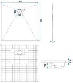 Rea Magnum, SMC sprchová vanička 90x90 cm, biela, REA-K3338