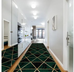 Behúň EMERALD exkluzívny 1020 glamour, marmur, trojuholníky zelený/zlatý