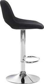 Barová stolička Camden - zamat, chróm rám - Čierna