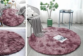 Protišmykový koberec SHAGGY ombré, červený kruh