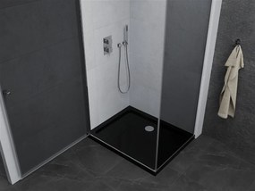 Mexen Pretoria, sprchovací kút 80 (dvere) x 70 (stena) cm, 6mm šedé sklo, chrómový profil + čierna sprchová vanička, 852-080-070-01-40-4070