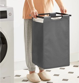 Kôš na bielizeň s 2 priehradkami, kôs na prádlo, 2 x 46 l, sivý