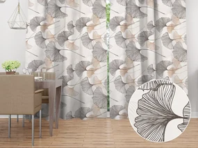 Biante Bavlnený záves Sandra SA-411 Hnedé Ginkgo listy na bielom 150x190 cm