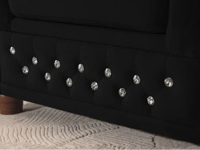 Čierna zamatová rozkladacia rohová pohovka (pravý roh/do L) York Blik – Ropez