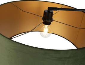 Stojacia lampa čierna nastaviteľná so zeleným tienidlom a zlatým interiérom 50cm - Editor