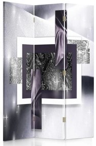 Ozdobný paraván Abstraktní fialově šedá - 110x170 cm, trojdielny, klasický paraván