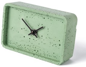 Stolové hodiny z betónu CLOCKIES, 16x10cm, obdĺžnikové, zelené