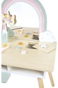 Drevený toaletný stolček s jednorožcom a stoličkou