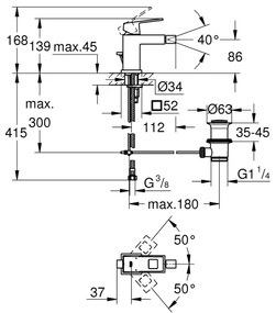 GROHE 23138000 - Bidetová batéria EUROCUBE, lesklý chróm