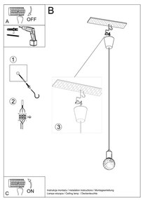Sivé závesné svietidlo ø 5 cm Rene – Sollux