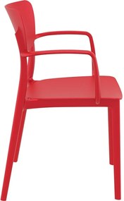 LISA záhradná stolička s podrúčkami red