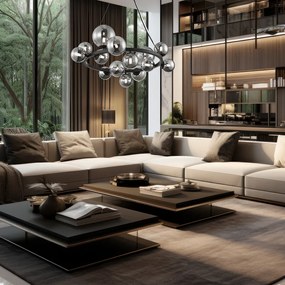 Závesné svietidlo Mila, 14x grafitové sklenené tienidlo, b, o