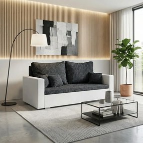 Pohovka pre 2 osoby s funkciou spania LEO Čierna/biela