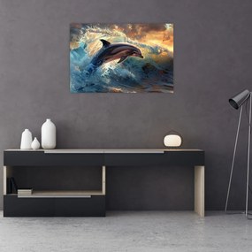 Obraz - Delfín, ilustrácie (90x60 cm)