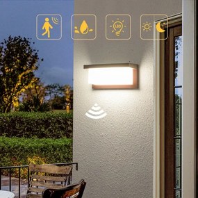 Brilagi - LED vonkajšie nástenné svietidlo so senzorom BRICKY LED/12W/230V hnedé IP54
