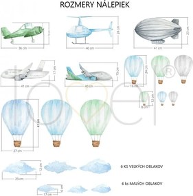 lovel.sk Nálepka na stenu Travel - letecká doprava, balóny a oblaky DK359
