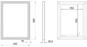 Sapho Sapho, GANO zrkadlo s LED osvetlením 60x80cm, čierna
