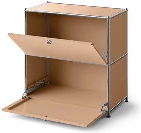 Nízka kovová komoda »CN3« s výklopnými priečinkami, karamelová