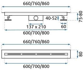 Rea Filo, odtokový žľab 80cm, oceľová, KPL-G6802