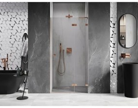 Mexen Lunar L, Otočné pravé sprchové dvere 95 cm, 8mm číre sklo, medený matný profil, 834L-095-000-65-00-P