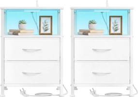 Sada 2 nočných stolíkov s LED osvetlením a nabíjacou stanicou LGSB35202W102