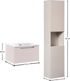 Koupelnová sestava Nova Cashmere Sky II se zápustným umyvadlem a skříňkami 50 cm kašmírová