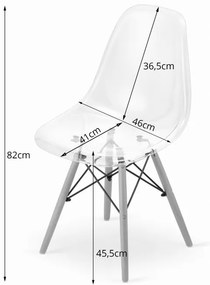 Set dvoch jedálenských stoličiek OSAKA priehľadné (hnedé nohy)