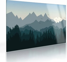 Sklenený obraz - Hory pohľadom grafika (70x50 cm)