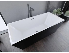 Mexen Lita, voľne stojaca vaňa 170 x 75 cm, biela-čierna, brúsený grafit prepad, 52121707575-95