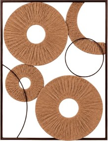 Nástenná dekorácia CIRCLES kovová 48x68 cm, hnedá