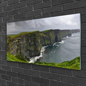 Skleneny obraz Záliv skaly voda krajina 140x70 cm