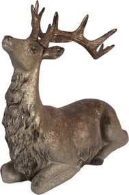 Hnedo-zlatá dekorácia figúrka ležiaca jeleň - 29*15*27 cm