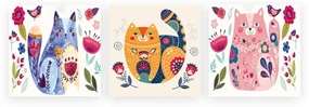 Detské obrázky v súprave 3 ks 30x30 cm Cats – Wallity