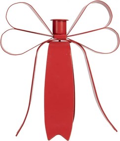 Červený kovový svietnik mašle Bow Candle Rust - 19*15*20 cm