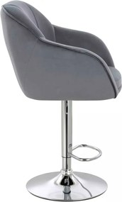 LuxuryForm DESIGN Barová stolička AVOLA VELUR na striebornom tanieri - tmavo šedá