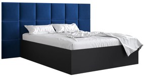 Manželská posteľ s čalúneným čelom 160 cm Brittany 4 (čierna matná + modrá) (s roštom). Vlastná spoľahlivá doprava až k Vám domov. 1046051