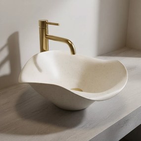 Keramické umývadlo na dosku REA HM-35B Handmade ART, béžová matná