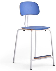 Školská stolička YNGVE, so 4 nohami, biela, modrá, V 610 mm