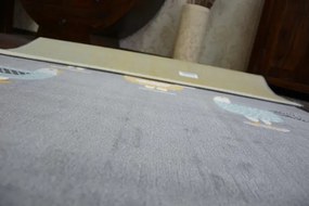 Koberec PASTEL 18413/072 - Sliepočky Kohúty sivý/tyrkys