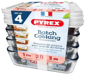 Pyrex Súprava sklenených dóz 4 ks, 1,5L