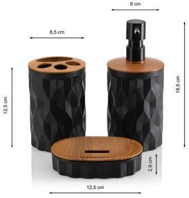 Kúpeľňový set REINA 5 ks čierna/hnedá