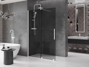 Mexen Velar, sprchová zástena s posuvnými dverami Walk-in 130 x 200 cm, 8mm šedé sklo, biela matná, 871-130-000-43-20