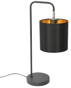 Moderná stolná lampa čierna so zlatým vnútrom - Lofty